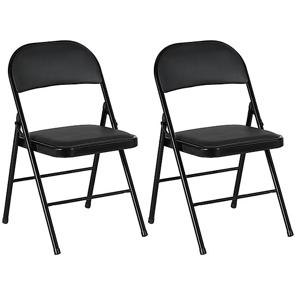 HOMCOM 2er-Set Klappstühle Tragbar mit Kissen Stahlbeine Kunstleder günstig online kaufen