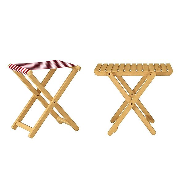 Erst-Holz Hocker Klappstuhl Anglerstuhl Buche Massiv Stoff Rot-Weiß 10-210 günstig online kaufen