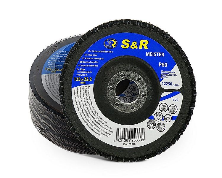 S&R Schleifscheibe Fächerschleifscheiben für Winkelschleifer Körnung 60, 12 günstig online kaufen