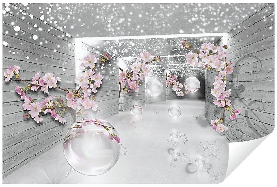 Wallarena Fototapete 3D EFFEKT Tunnel Blumen Abstrakt Modern Wohnzimmer Sch günstig online kaufen