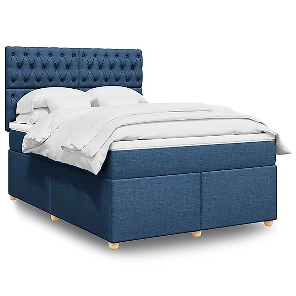 vidaXL Boxspringbett mit Matratze Blau 140x190 cm Stoff 3293588 günstig online kaufen