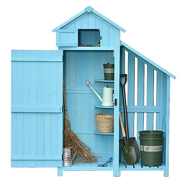Outsunny Gerätehaus Tannenholz Himmelblau 130L x 54,5B x 180H cm günstig online kaufen