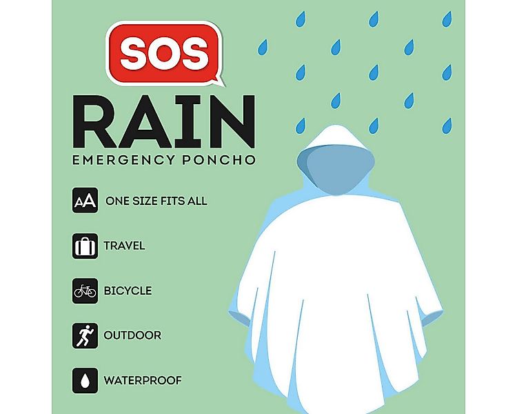 Legami Regenponcho Wasserdichter Einweg-Regenponcho - SOS Rain günstig online kaufen
