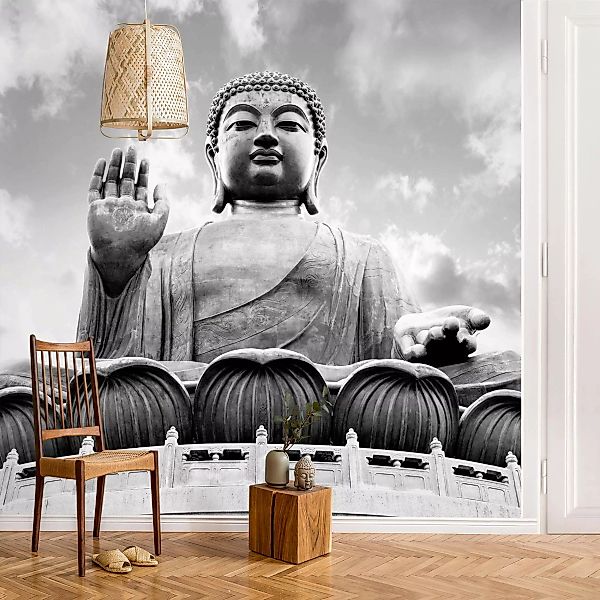 Fototapete Großer Buddha Schwarz-Weiß günstig online kaufen