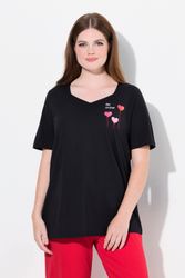 Ulla Popken Pyjama Pyjamashirt Herzen Halbarm günstig online kaufen