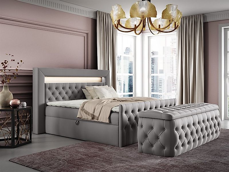 Fun Möbel Boxspringbett Schlafzimmerbett ERNESTO Nr.3 in Stoff Elisa Velvet günstig online kaufen