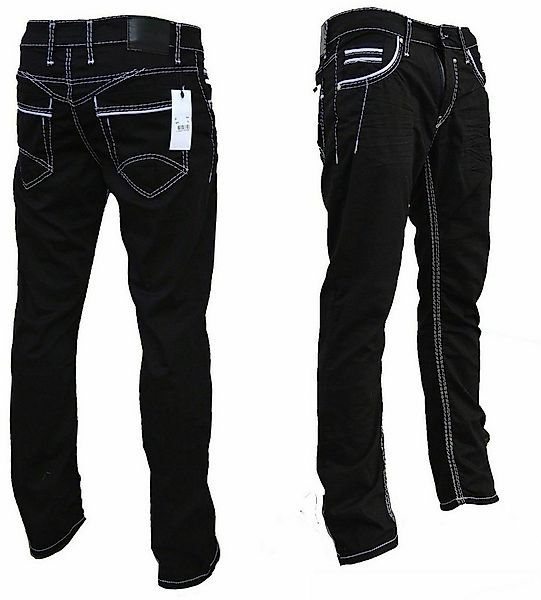 iKENNAS 5-Pocket-Jeans Herren Jeans Hose Straight Regular (5178 - SCH / Wei günstig online kaufen
