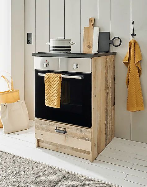 Home affaire Herdumbauschrank "Sherwood" mit Apothekergriffen aus Metall, B günstig online kaufen