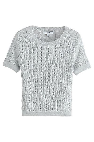 Next Rundhalspullover Rundhals-T-Shirt mit Spitze, Mesh und Glitzer (1-tlg) günstig online kaufen