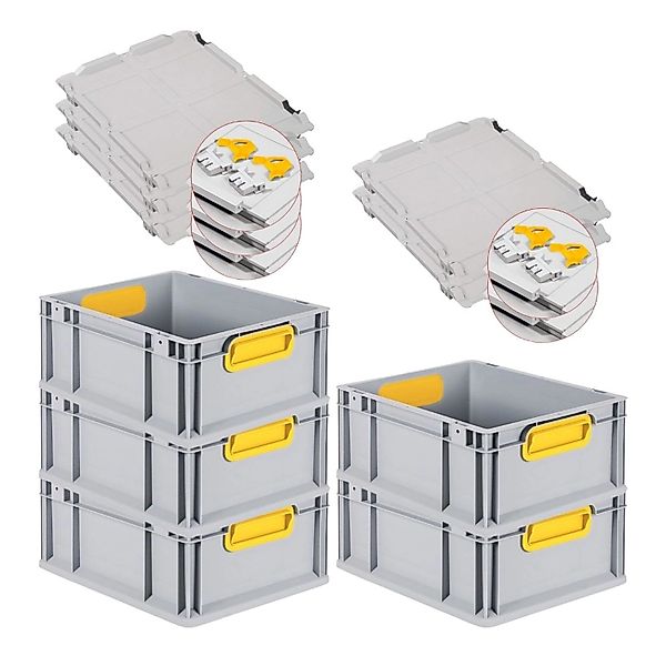 PROREGAL Spar Set 5x Eurobox Nextgen Color Mit Scharnierdeckel & Schiebesch günstig online kaufen