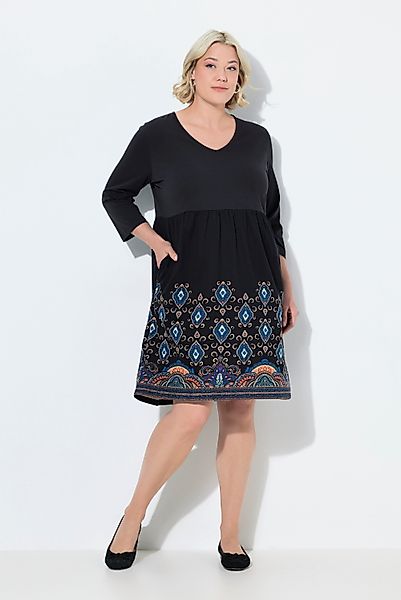 Ulla Popken Jerseykleid Jerseykleid A-Linie V-Ausschnitt günstig online kaufen