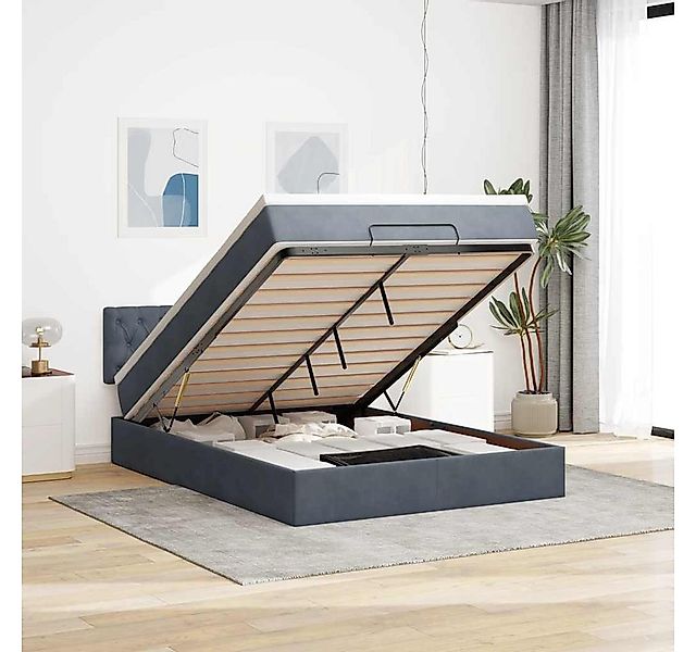 vidaXL Bett, Ottoman-Bett mit Matratze Dunkelgrau 140x190 cm Samt günstig online kaufen