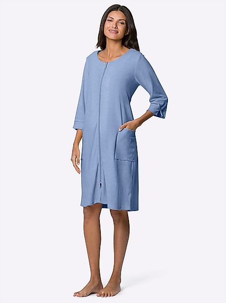 Sieh an! Damenbademantel Bademantel ., Länge ca. 95 cm, Baumwolle, Reißvers günstig online kaufen