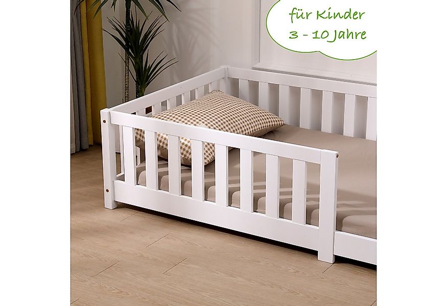 ecoMI Kinderbett mit Rausfallschutz inkl. Lattenrost, 90x200 & 80x160, Weiß günstig online kaufen