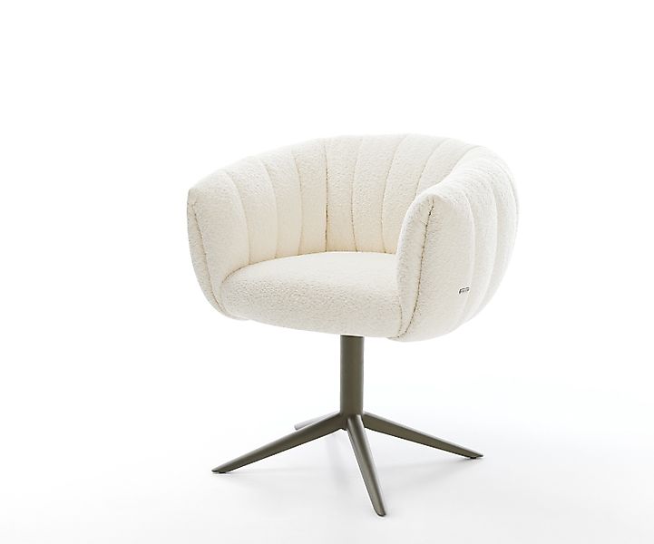 Drehstuhl Jada-Flex Bouclé Weiß Fußkreuz Effektfinish Titan 360° drehbar Wi günstig online kaufen