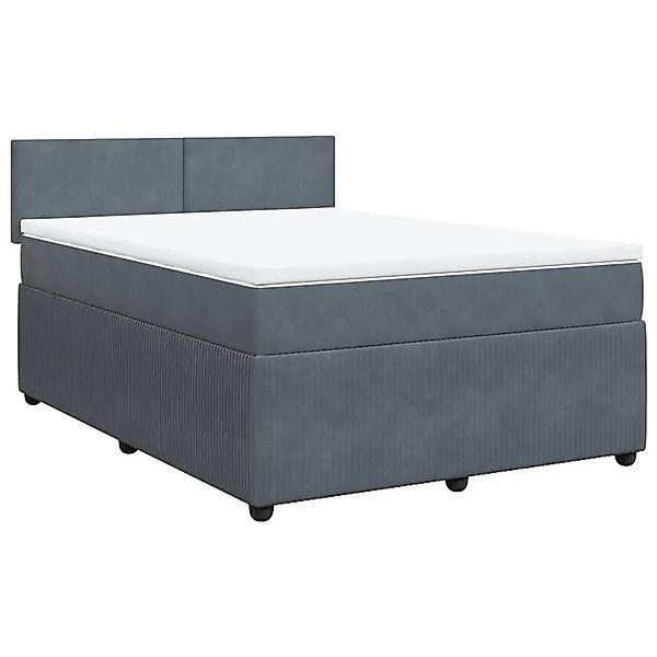 vidaXL Boxspringbett mit Matratze Dunkelgrau 160x200 cm Samt 3290077 günstig online kaufen