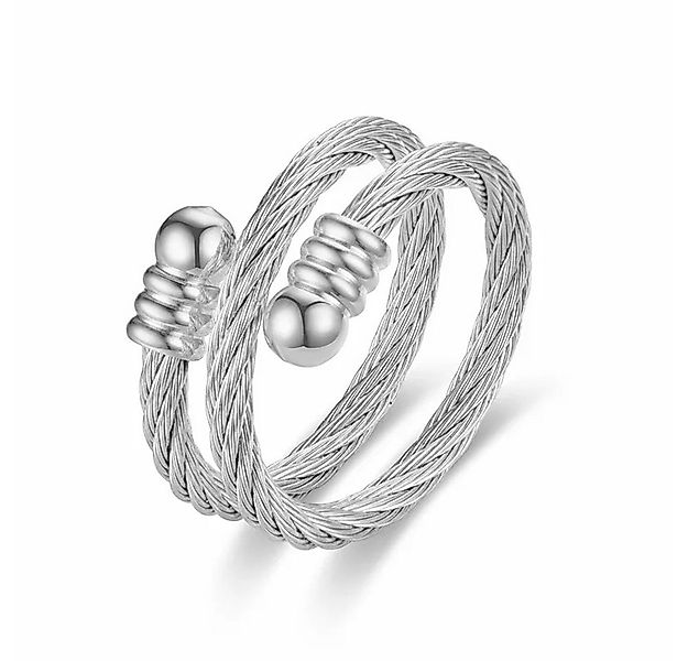 Eyecatcher Fingerring Flexibler Edelstahl-Drahtring Silber Roségold oder Go günstig online kaufen
