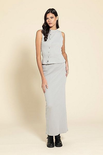 For You Moda Hosenanzug Graue Bluse Rock Set mit Knöpfen günstig online kaufen