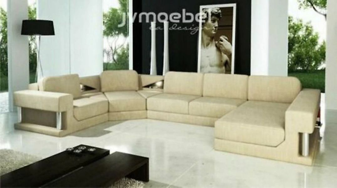 JVmoebel Ecksofa Ecksofa Bettfunktion Modern Design Sofa Textil Stoff U-For günstig online kaufen