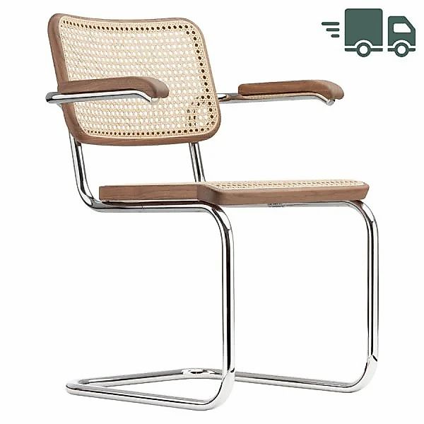 THONET S 64 V | Nussbaum Pure Materials | Stahlrohr-Freischwinger mit Armle günstig online kaufen