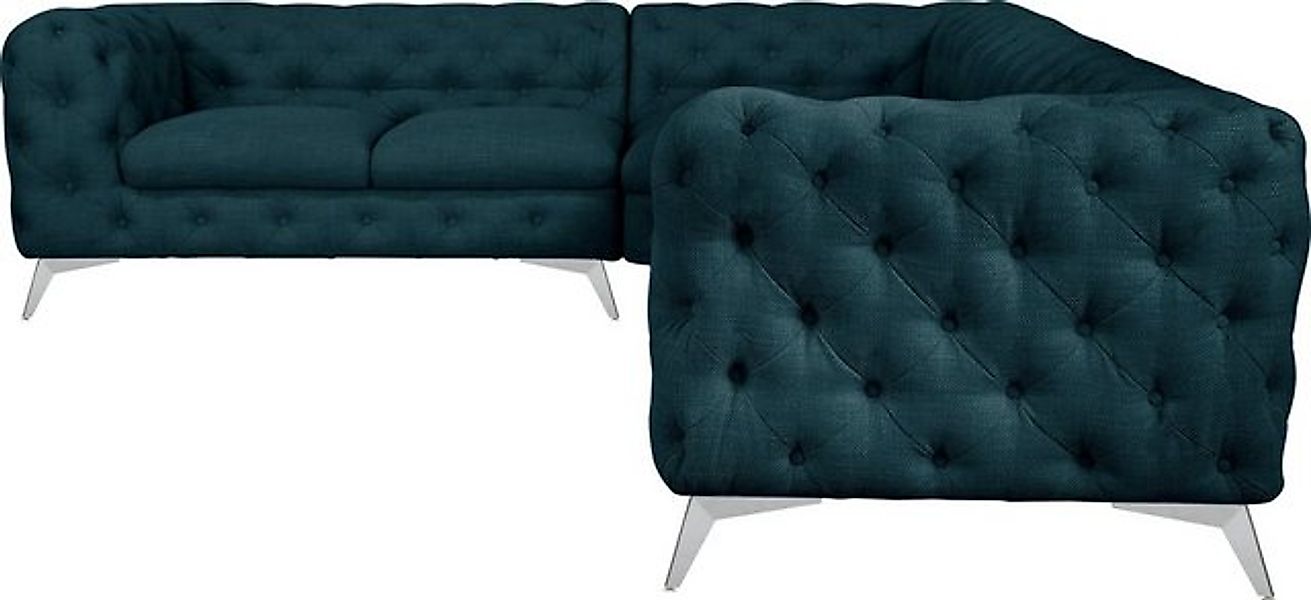 Leonique Chesterfield-Sofa "Ecksofa GLYNIS L-Form mit Wellenunterfederung, günstig online kaufen