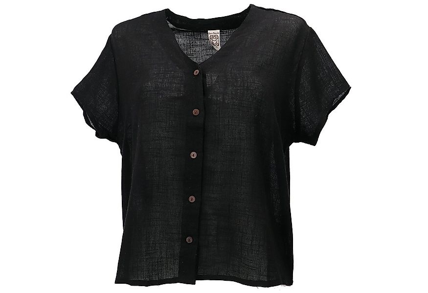 Guru-Shop Longbluse Luftiges Basic Blusentop, Kurzarm Baumwollbluse.. alter günstig online kaufen