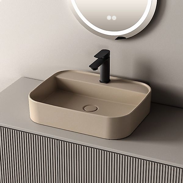 EMKE Waschbecken Eckiges Keramik KeramikAufsatzwaschbecken Hängewaschbecken günstig online kaufen
