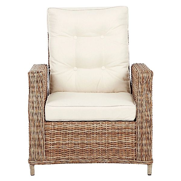 ebuy24 Gram Gartenstuhl Polyrattan mit Kissen Natur günstig online kaufen