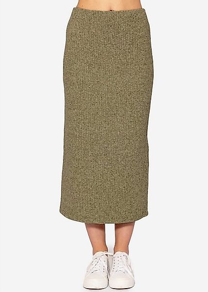 SASSYCLASSY Strickrock Gerippter Midirock Damen mit günstig online kaufen