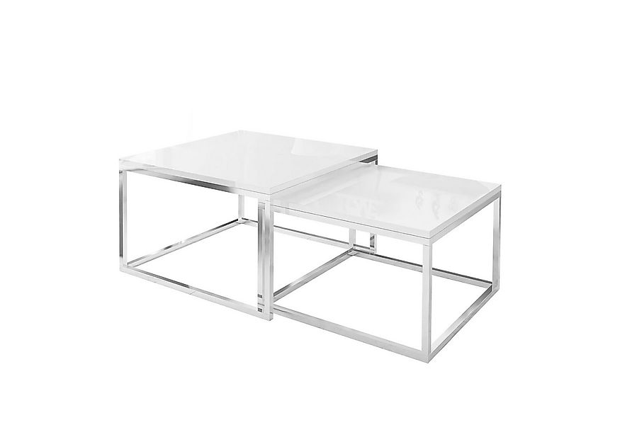 Lookway Couchtisch Yoshi 2in1 Hochglanz mit Chromuntergestell (2er-Set), Br günstig online kaufen