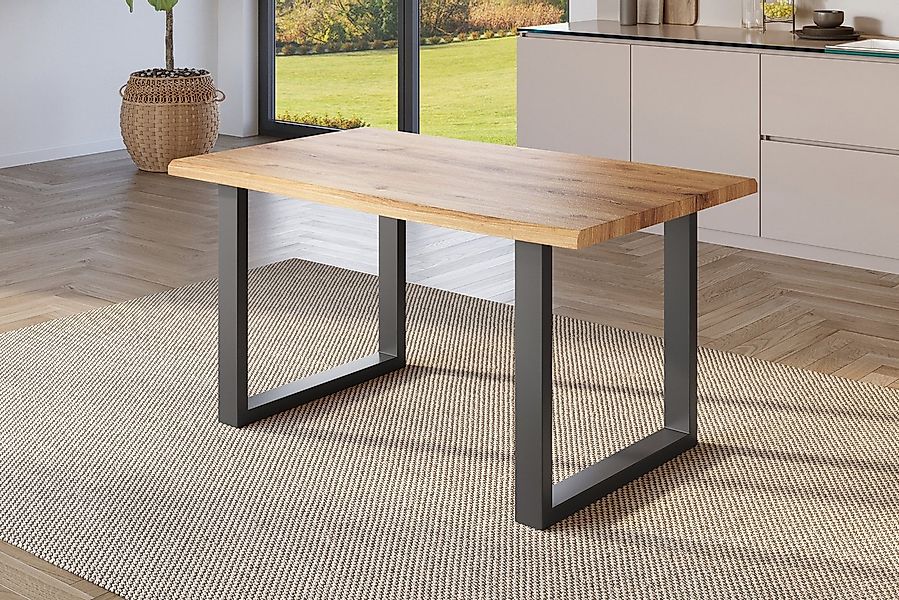 SAM® Esstisch Thoran, Holz-Optik Wildeiche, U-Metallgestell, Baumkante günstig online kaufen
