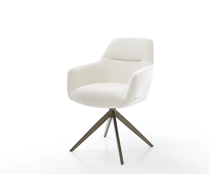 Drehstuhl Pejo-Flex Bouclé Soft Beige Kreuzgestell breit Effektfinish Titan günstig online kaufen