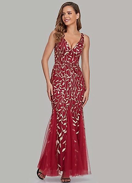 ZWY Abendkleid Kleid Sexy langes, ärmelloses, besticktes Kleid mit V-Aussch günstig online kaufen