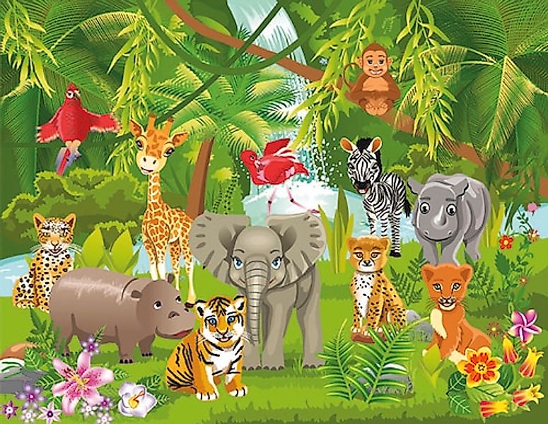 Papermoon Fototapete »Kids Jungle Animals« glatt günstig online kaufen