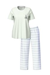 Ulla Popken Pyjama Pyjama Ringelhose Rundhals günstig online kaufen