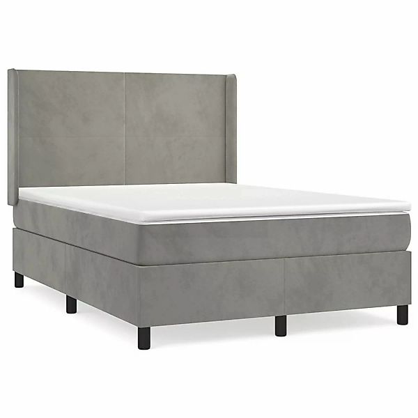 vidaXL Boxspringbett mit Matratze Hellgrau 140x190 cm Samt1399489 günstig online kaufen