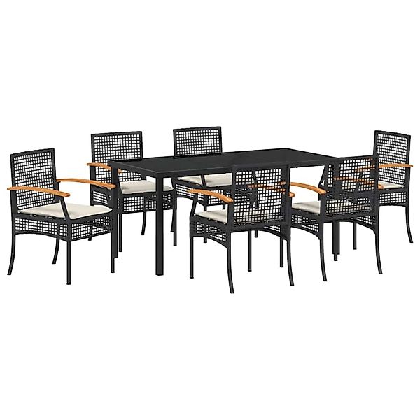 vidaXL Garten Essgruppe 7-Tlg Schwarz Poly Rattan 3380817 günstig online kaufen