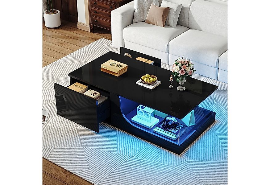 STILVORA Couchtisch mit Schubladen,Wohnzimmertisch Sofatisch mit LED-Licht& günstig online kaufen