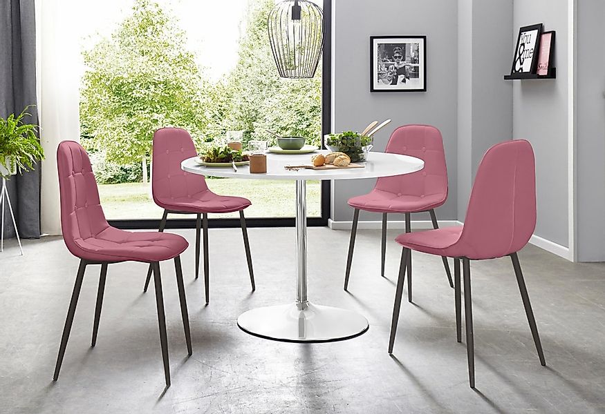 INOSIGN Essgruppe Set, 5 Stk. tlg. mit rundem Tisch in weiß Hochglanz günstig online kaufen