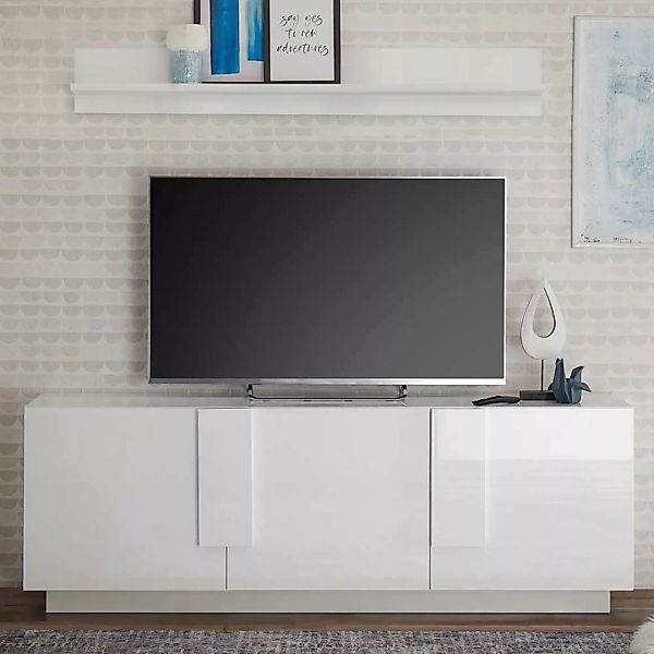 Fernsehlowboard Weiss mit Hochglanz Oberfläche modernes Design günstig online kaufen
