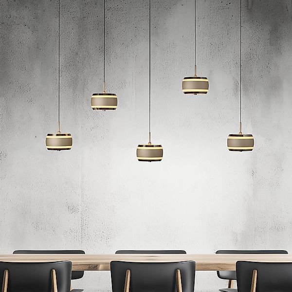 PURE LED-Hängelampe Falling Rings, bronze Länge 101 cm 5-fl. günstig online kaufen