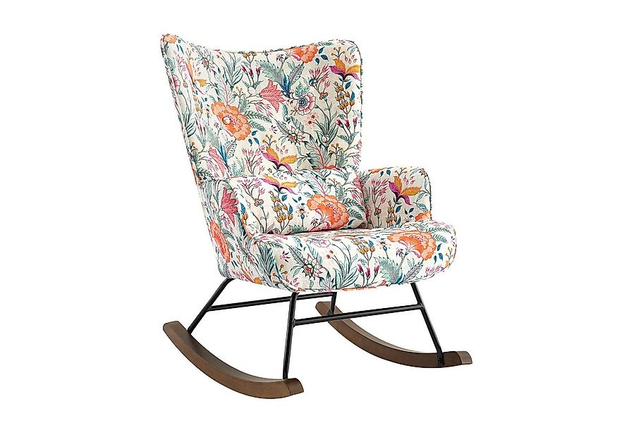 HomeMiYN Schaukelstuhl Schaukelstuhl Wohnzimmer Samt mit Metallgestell Holz günstig online kaufen