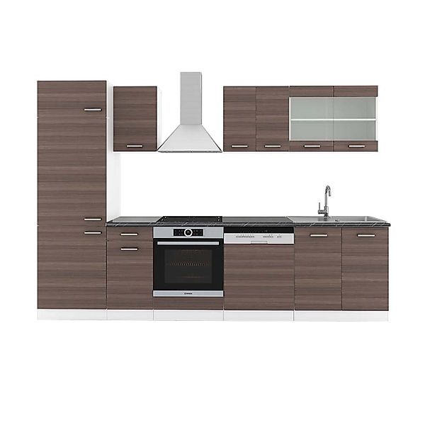 Vicco R-Line Küchenzeile Edelgrau/Weiß 300 cm AP Anthrazit günstig online kaufen