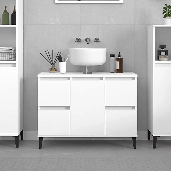 Vidaxl Waschbeckenunterschrank Weiß 80x33x60 Cm Holzwerkstoff günstig online kaufen