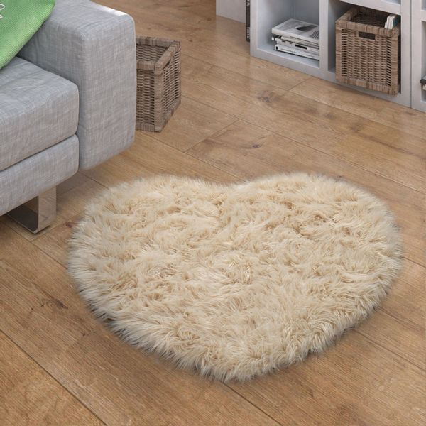 Paco Home Fellteppich "Playa 960" herzförmig 64 mm Höhe Kunstfell, Flokati- günstig online kaufen