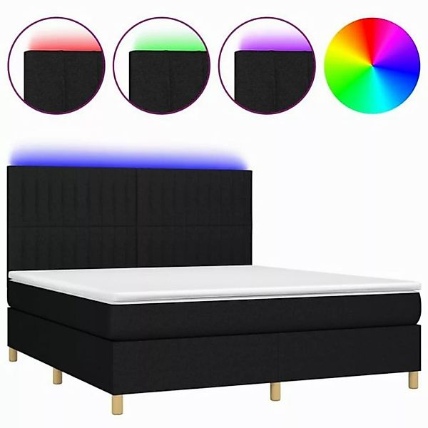 vidaXL Boxspringbett Boxspringbett mit Matratze LED Schwarz 180x200 cm Stof günstig online kaufen