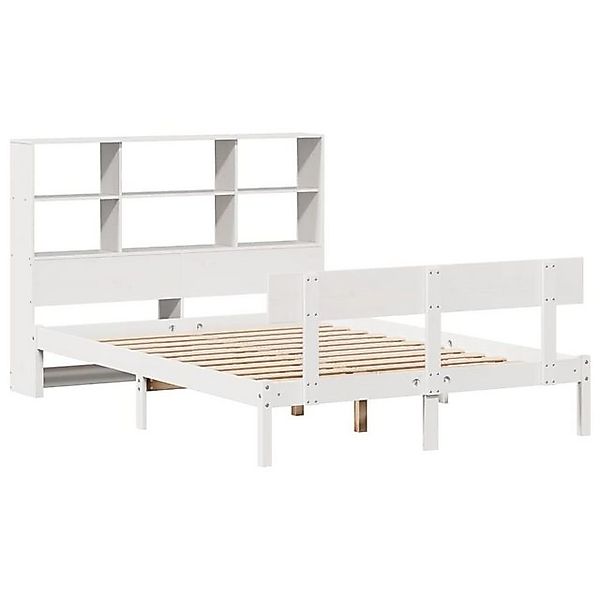 vidaXL Bett Massivholzbett mit Regal ohne Matratze Weiß 120x190 cm Kiefer günstig online kaufen