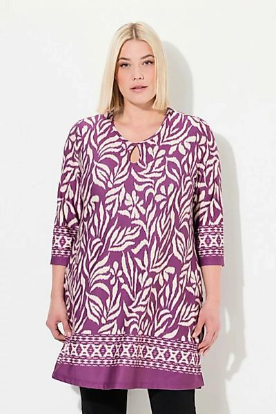 Ulla Popken Longshirt Longshirt A-Linie florales Muster Saumbordüre günstig online kaufen