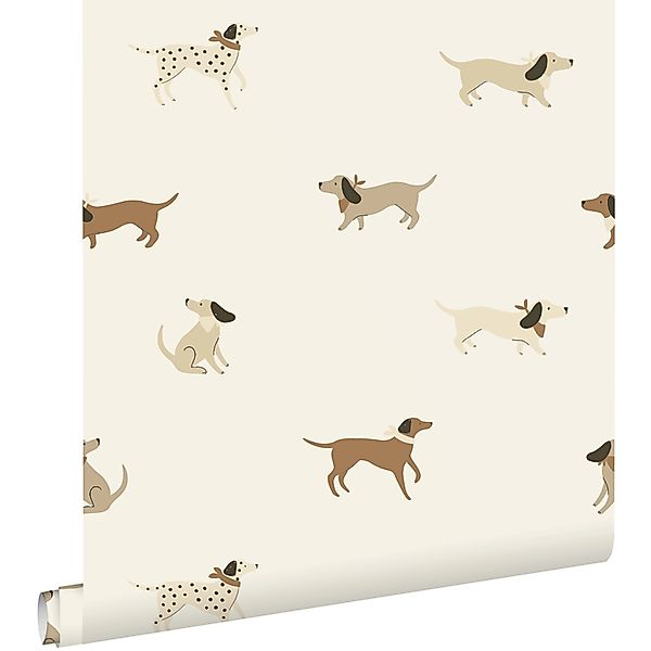 ESTAhome Tapete Hunde Weiß und Beige 50 x 900 cm günstig online kaufen