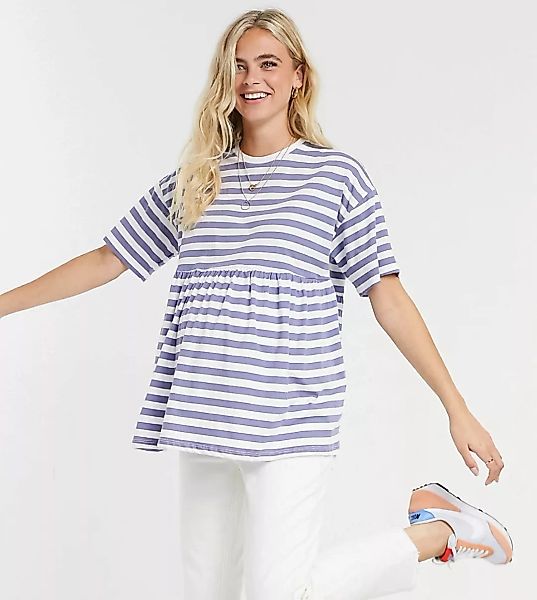 ASOS DESIGN Maternity – Exclusive – Gestreiftes T-Shirt mit verwaschenem De günstig online kaufen